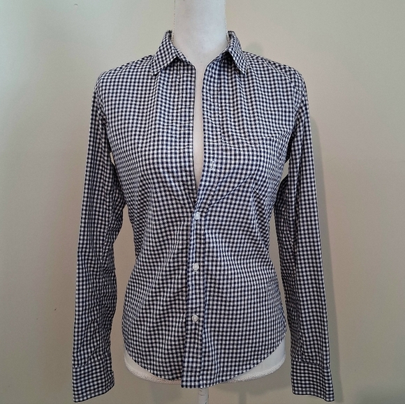 FRANK & EILEEN Barry Blue/White  Gingham 100% Cotton Shirt Size X-Small - Picture 2 of 9